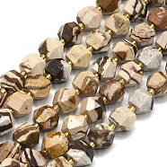 Natural Zebra Jasper Beads Strands, Faceted, Octagonal, 9~10.5x9~10.5x7.5~8.5mm, Hole: 1mm, about 36~40pcs/strand, 15.35~15.55 inch(39~39.5cm)(G-I376-A33-01)