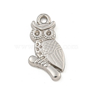 Non-Tarnish 304 Stainless Steel Pendant Rhinestone Settings, Owl, Stainless Steel Color, Fit For 0.7mm and 1.4 Rhinestone, 21.5x10.5x2.5mm, Hole: 2mm(STAS-I307-528P)