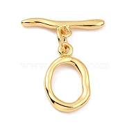 Rack Plating Brass Toggle Clasps, Long-Lasting Plated, Irregularity Ring, Real 18K Gold Plated, Ring: 20x12x2.5mm, Hole: 2mm, Bar: 23.5x7x2mm, Hole: 2mm(X-KK-B036-01G)