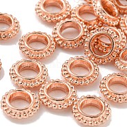 Alloy Spacer Beads, Granulated Beads, Rondelle, Rose Gold, 8x2.5mm, Hole: 4mm(PALLOY-H140-13RG)