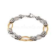 304 Stainless Steel Link Chain Bracelets, with 201 Stainless Steeel Findings, Golden & Stainless Steel Color, 8-5/8 inch(22cm)(BJEW-B078-113GP)