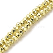 Electroplate Glass Beads Strands, Faceted, Rondelle, Light Khaki, 3x2.5mm, Hole: 0.8mm, about 170~172pcs/strand, 16.73''(42.5cm)(EGLA-D030-15A-03)