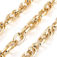 Aluminium Rope Chains, Unwelded, with Spool, Light Gold, 19.5x12.5x2.5mm, about 16.40 Feet(5m)/Roll(CHA-C002-02KCG)