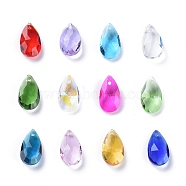 72Pcs 12 Colors Birthstone Charms Glass Pendants, Faceted, Teardrop, Mixed Color, 15x9.5x5.5mm, Hole: 1mm, 12colors, 6pcs/color, 72pcs/box(RGLA-ZZ0001-02-9x15mm)