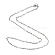 304 Stainless Steel Rolo Chain Necklaces, with Lobster Claw Clasps, Stainless Steel Color, 16.33 inch(41.5cm), 2mm(STAS-G244-81P)