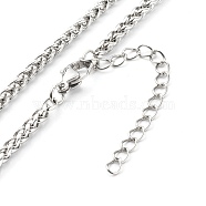 304 Stainless Steel Wheat Chains Necklace, Stainless Steel Color, 15.75 inch(400mm)(NJEW-JN03591)
