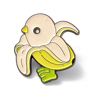 Banana Bird Enamel Pin, Cartoon Alloy Brooch for Backpack Clothes, Gunmetal, Light Yellow, 28x27x1.5mm, Pin: 1mm(JEWB-K053-29B)