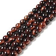 Natural Gemstone Beads, Round, Tiger Eye, Dyed & Heated, Grade A, Red, about 6mm in diameter, hole: about 1mm, 65pcs/strand(Z0RQQ011)