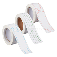 FINGERINSPIRE 3 Rolls 3 Styles Rectangle Date Blank Stickers, Self-Adhesive Paper Date Tag Stickers, Mixed Color, Sticker: 25~25.5x50~73.5x0.1mm, 1 roll/style(DIY-FG0003-87)