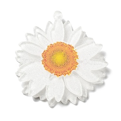 Printed Transparent Acrylic Pendants, 3D Flower Charms, White, 42.5x40x4mm, Hole: 1.5mm(X-SACR-P029-B01)