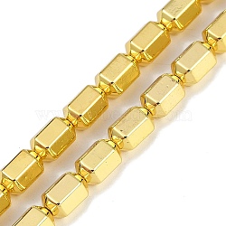 Electroplated Synthetic Non-magnetic Hematite Beads Strands, Hexagonal Column, Golden Plated, 8x6x5mm, Hole: 1mm, about 51pcs/strand, 16.06''(40.8cm)(G-G174-C01-01)