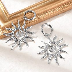 304 Stainless Steel Sun Hoop Earrings, Stainless Steel Color, 57x33.5mm(EJEW-M073-01P)