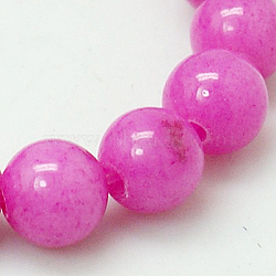 Natural Mashan Jade Round Beads Strands, Dyed, Magenta, 12mm, Hole: 1mm, about 34pcs/strand, 15.7 inch(G-D263-12mm-XS30)