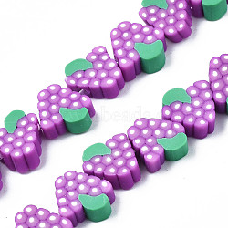 Handmade Polymer Clay Bead Strands, Grape Slice, Orchid, 9~11.5x8~11x4mm, Hole: 1.6mm, about 36~40pcs/strand, 12.60 inch~12.80 inch(32~32.5cm)(X-CLAY-R069-01D-03)