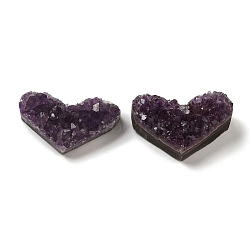 Raw Rough Love Heart Natural Amethyst Specimen Cluster, Reiki Energy Stone Home Display Decorations, 30~40mm(PW-WG74359-01)