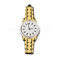 Acrylic Big Pendant, Clock, Cartoon Watch Charm, Gold, 72x27x3.5mm, Hole: 1.6mm(OACR-A022-02A)