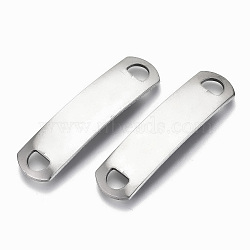 Tarnish Resistant 201 Stainless Steel Links Connectors, Stamping Blank Tag, Rectangle Oval, Stainless Steel Color, 39x10x3.5mm, Hole: 5x3.5mm(STAS-N095-007)