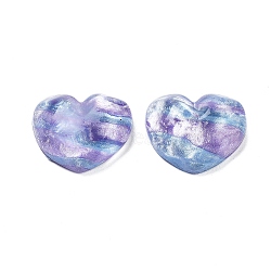 Translucent Resin Decoden Cabochons, Water Ripple Peach Heart with Glitter Powder, Lilac, 17.5x21x8.5mm(CRES-M001-05A-04)