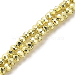 Electroplate Glass Beads Strands, Faceted, Rondelle, Light Khaki, 3x2.5mm, Hole: 0.8mm, about 170~172pcs/strand, 16.73''(42.5cm)(EGLA-D030-15A-03)