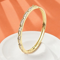 Brass Micro Pave Clear Cubic Zirconia Hinged Bangles for Women, Cadmium Free & Lead Free, Rack Plating, Long-Lasting Plated, Real 18K Gold Plated, 1/8 inch(0.45cm), Inner Diameter: 2-1/8x2-3/8 inch(5.35x6.1cm)(BJEW-K274-07G)