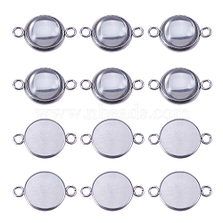 DIY Link Making, with 304 Stainless Steel Cabochon Connector Settings and Transparent Glass Cabochons, Stainless Steel Color, 74x72x17mm, 60pcs/box(DIY-NB0002-41)