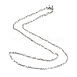 304 Stainless Steel Rolo Chain Necklaces, with Lobster Claw Clasps, Stainless Steel Color, 16.33 inch(41.5cm), 2mm(STAS-G244-81P)