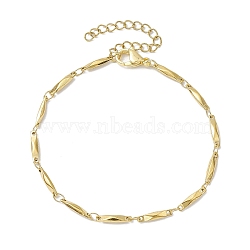 304 Stainless Steel Rectangle Link Chain Bracelets for Women Men, Golden, 7-1/8~7-1/4 inch(18.2~18.3cm)(BJEW-JB10272-02)