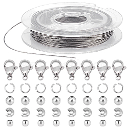 Elite 201 Stainless Steel Wire DIY Jewelry Making Kit, Stainless Steel Color, 2~12x0.38~7.5x0.38~3.5mm, Hole: 1~2mm(DIY-PH0021-74)