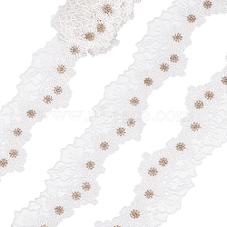 2M Polyester Embroidery Lace Trim, Flower Trimming, Garment Accessories, White, 2-1/4 inch(57mm), about 2.19 Yards(2m)/pc(DIY-WH0449-30B)