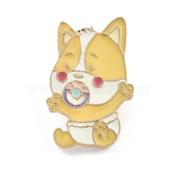 Baby Enamel Pins, Golden Alloy Brooches for Backpack Clothes, Dog, 27.5x18.3mm(JEWB-K024-04B-G)