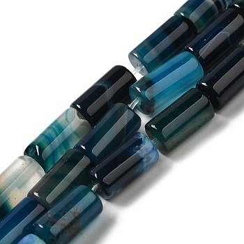 Natural Agate Beads Strands, Dyed & Heated, Column, Deep Sky Blue, 8~8.5x14.5~16mm, Hole: 1.6mm, about 12pcs/strand, 7.20~7.48''(18.3~19cm)