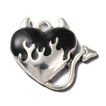Alloy Enamel Pendants, Antique Silver, Heart, 24x26.5x4.5mm, Hole: 2mm