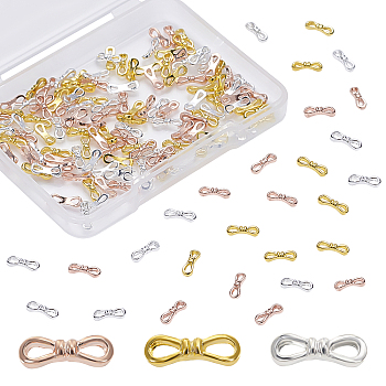 Olycraft Alloy Cabochons, Nail Art Decoration Accessories DIY Crystal Epoxy Resin Material Filling, Cadmium Free & Lead Free, Bowknot, Golden & Rose Gold & Silver, Mixed Color, 3x8mm, 150pcs/box
