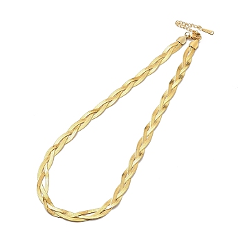 304 Stainless Steel Interlocking Triple Herringbone Chain Necklace for Men Women, Golden, 14.57 inch(37cm)