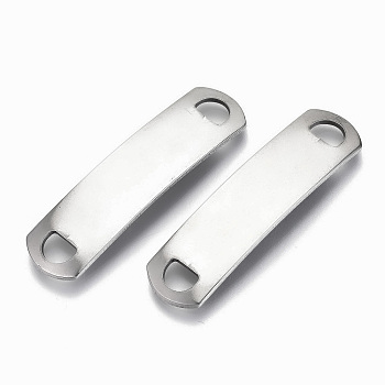 201 Stainless Steel Links Connectors, Stamping Blank Tag, Rectangle Oval, Stainless Steel Color, 39x10x3.5mm, Hole: 5x3.5mm