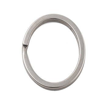 304 Stainless Steel Split Key Rings, Keychain Clasp Findings, Stainless Steel Color, Oval, 37x29x3mm, Inner Diameter: 31x23mm