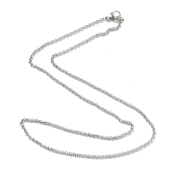 304 Stainless Steel Rolo Chain Necklaces, with Lobster Claw Clasps, Stainless Steel Color, 16.33 inch(41.5cm), 2mm