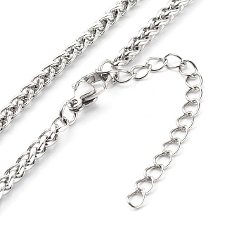 304 Stainless Steel Wheat Chains Necklace, Stainless Steel Color, 15.75 inch(400mm)