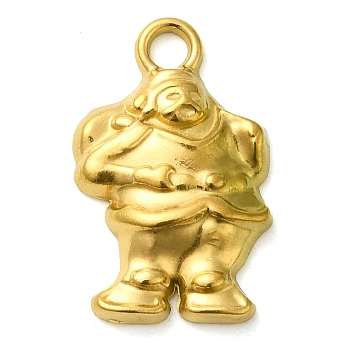 Christmas Ion Plating(IP) 304 Stainless Steel Pendants, Santa Claus Charm, Real 18K Gold Plated, 22x14x3.5mm, Hole: 2.5mm