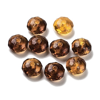 Transparent Acrylic Beads, Faceted, Rondelle, Coconut Brown, 8.5x5mm, Hole: 1.8mm