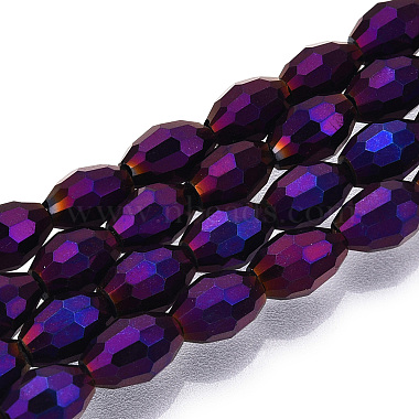 6mm Indigo Oval Electroplate Glass Beads