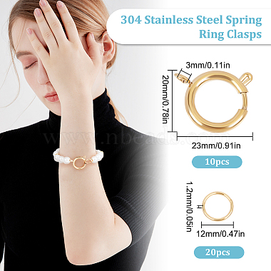 10Pcs 2 Colors 304 Stainless Steel Spring Ring Clasps(STAS-BBC0001-96)-2