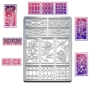 Custom Stainless Steel Metal Stencils, for DIY Scrapbooking/Photo Album, Decorative Embossing, Matte Stainless Steel Color, Flower Pattern, 190x140x0.5mm(DIY-WH0289-057)