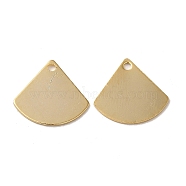 Brass Pendants, Fan Charms, Real 24K Gold Plated, 12x13x0.5mm, Hole: 1.2mm(X-KK-P259-08G)