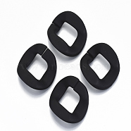 Opaque Spray Painted Acrylic Linking Rings, Quick Link Connectors, for Curb Chains Making, Twist, Black, 40x32x10mm, Inner Diameter: 22x18mm, about 135pcs/500g(OACR-S021-63A-C01)