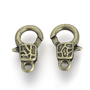 Alloy Lobster Claw Clasps, Antique Bronze, 17x11x4mm, Hole: 2mm(X-PALLOY-R070-13AB)