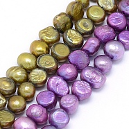 Dyed Natural Cultured Freshwater Pearl Beads Strands, Two Sides Polished, Mixed Color, 8~9x7~8x5~8mm, Hole: 0.8mm, about 46pcs/strand, 13.7 inch(35cm)(PEAR-L021-03-01A)