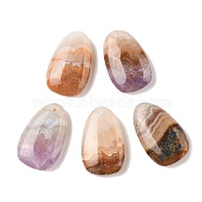 Natural Amethyst Lace Agate Pendants, Teardrop Charms, 32x20x8.5mm, Hole: 1.5mm(G-A244-02)