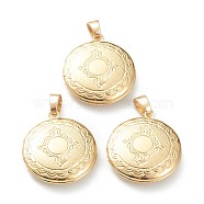 Brass Locket Pendants, Photo Frame Pendants for Necklaces, Long-Lasting Plated, Flat Round, Real 18K Gold Plated, 23x20x5.5mm, Hole: 5.5x4mm, 14mm Inner Diameter(KK-P199-06G)