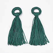Polyester Tassel Big Pendant Decorations, Dark Green, 98~110x24~26x10~15mm, Hole: 14mm(FIND-S274-02)